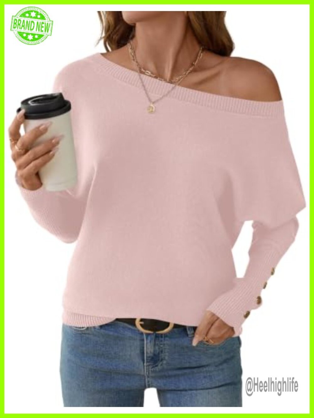 Micoson Off The Shoulder Oversized Knit Pullover Sweater